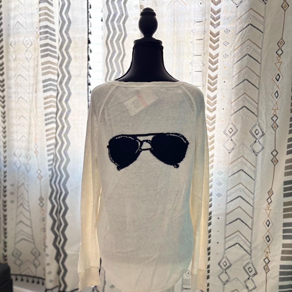 360 Sweater White and Black Crew Neck Sweater